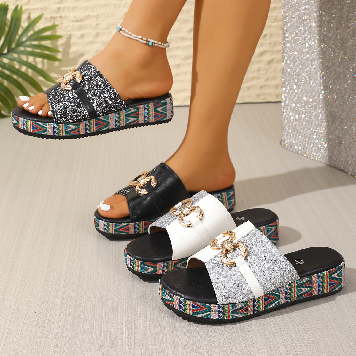 Ethnic Wear - 2026 New Thick-Soled Mule Slippers, Leather