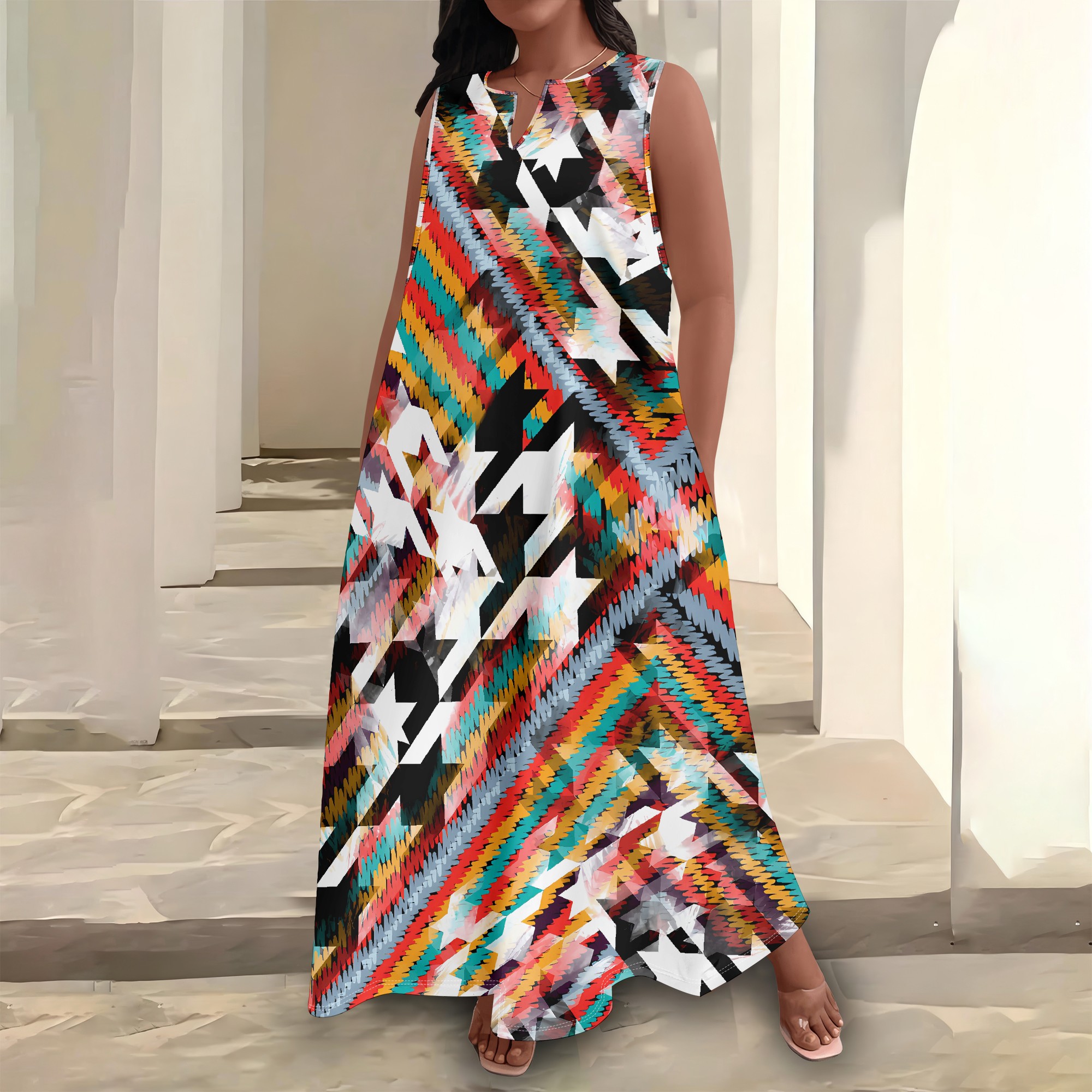 Ethnic Fashion Dress - Plus Size Women's Summerl Fashion Printed
