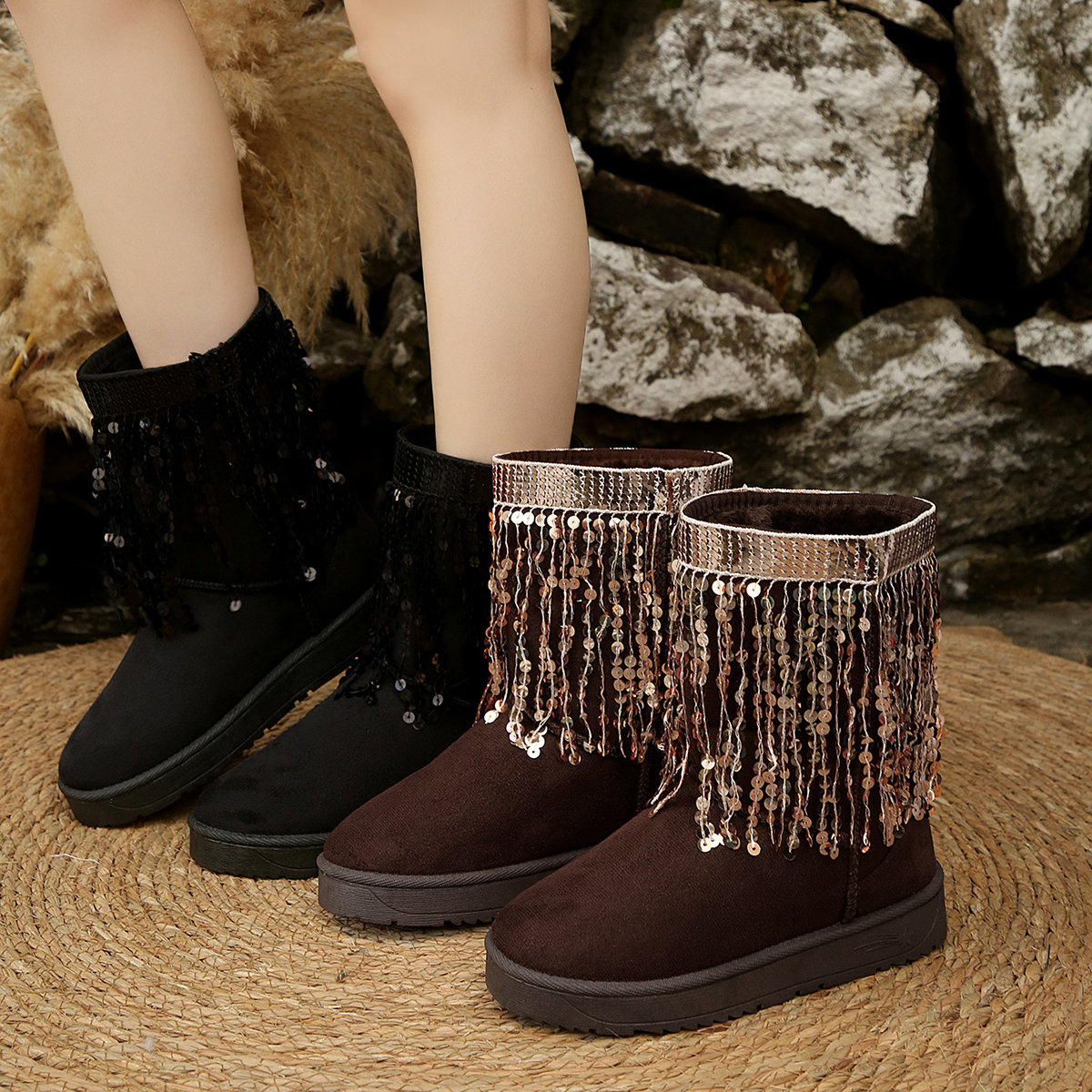 Ethnic Fashion In - Women's Retro Ethnic Snow Boots Tassel