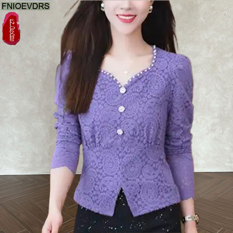Hollow Out Crochet Lace Tops B - Thai Silk Blouse reseña y precio