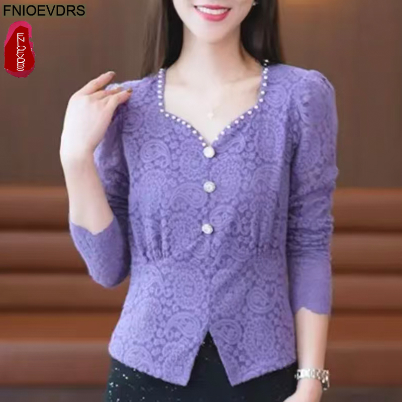 Hollow Out Crochet Lace Tops B - Thai Silk Blouse reseña y precio