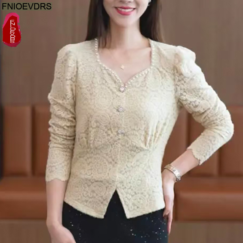 Hollow Out Crochet Lace Tops B - Thai Silk Blouse reseña y precio