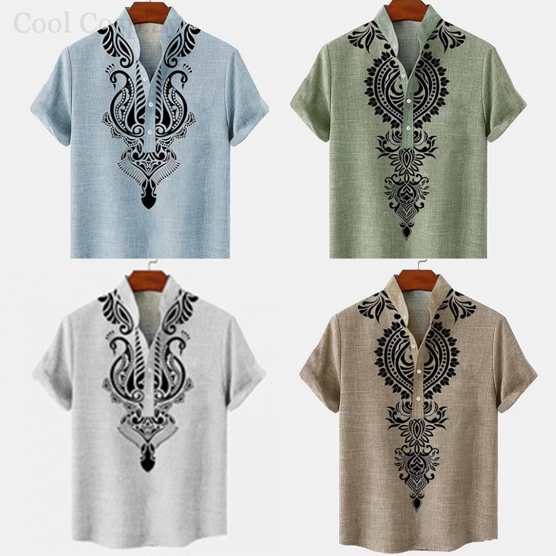 Male Retro Tops Henley Shirt M - Ethnic Fashion Men reseña y precio