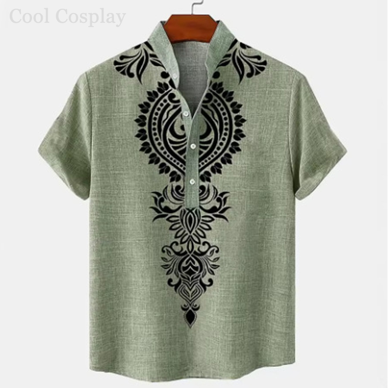 Male Retro Tops Henley Shirt M - Ethnic Fashion Men reseña y precio