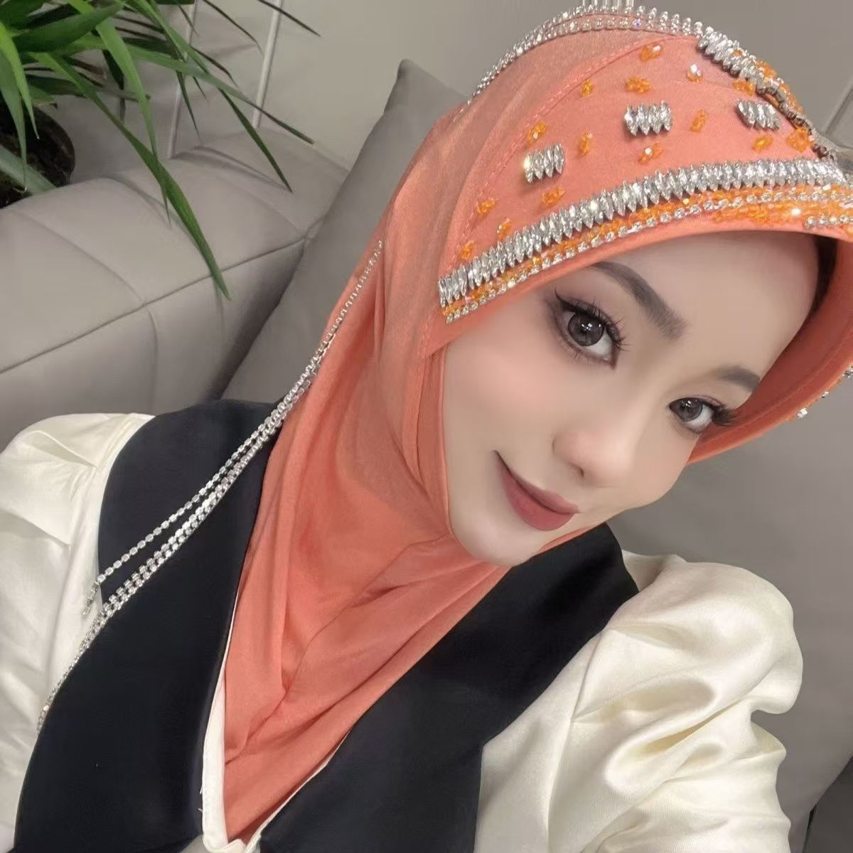 Luxury Hat Hijab Pink Scarf wi - Ethnic Fashion In reseña y precio