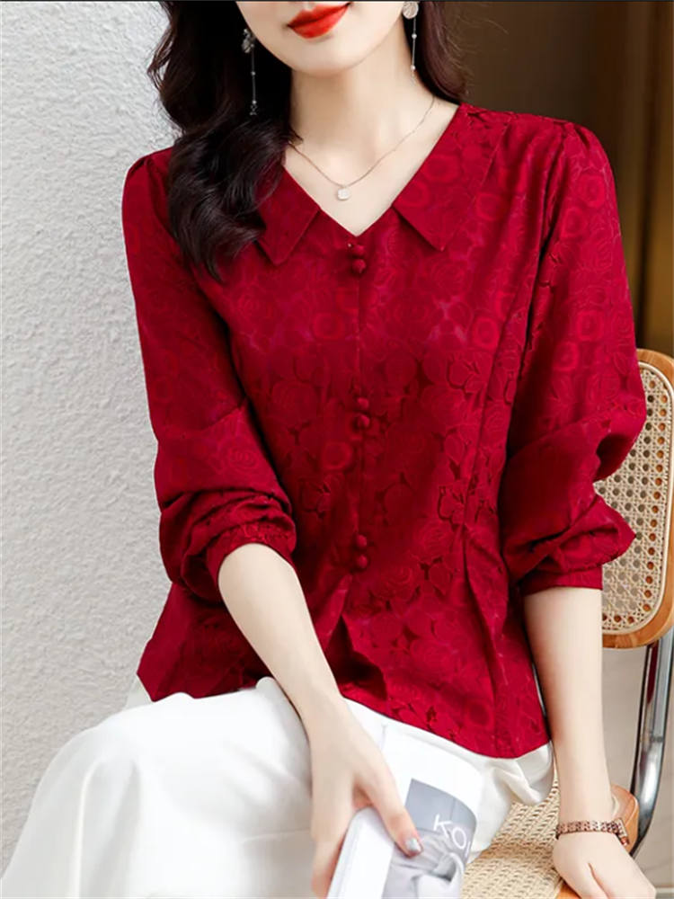 Retro Women's Shirt Jacquard S - Thai Silk Blouse reseña y precio