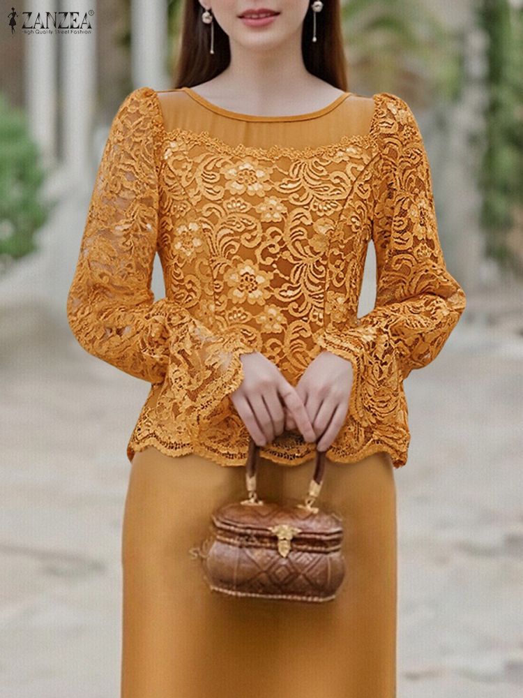 2025 ZANZEA Autumn Lace Patchw - Thai Silk Blouse reseña y precio