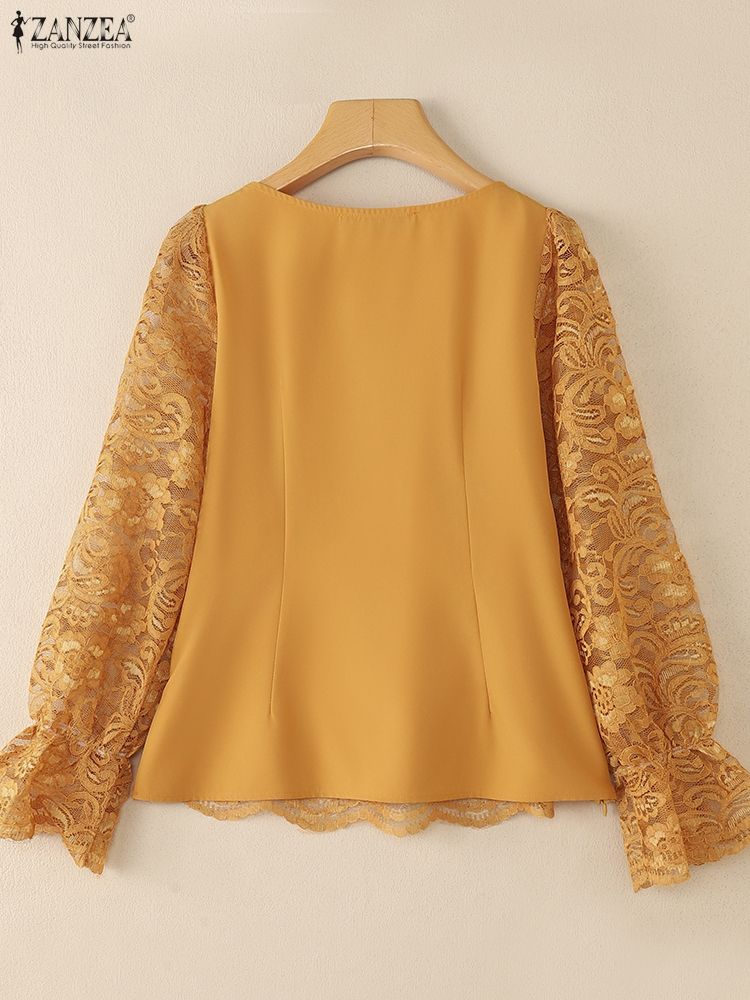 2025 ZANZEA Autumn Lace Patchw - Thai Silk Blouse reseña y precio