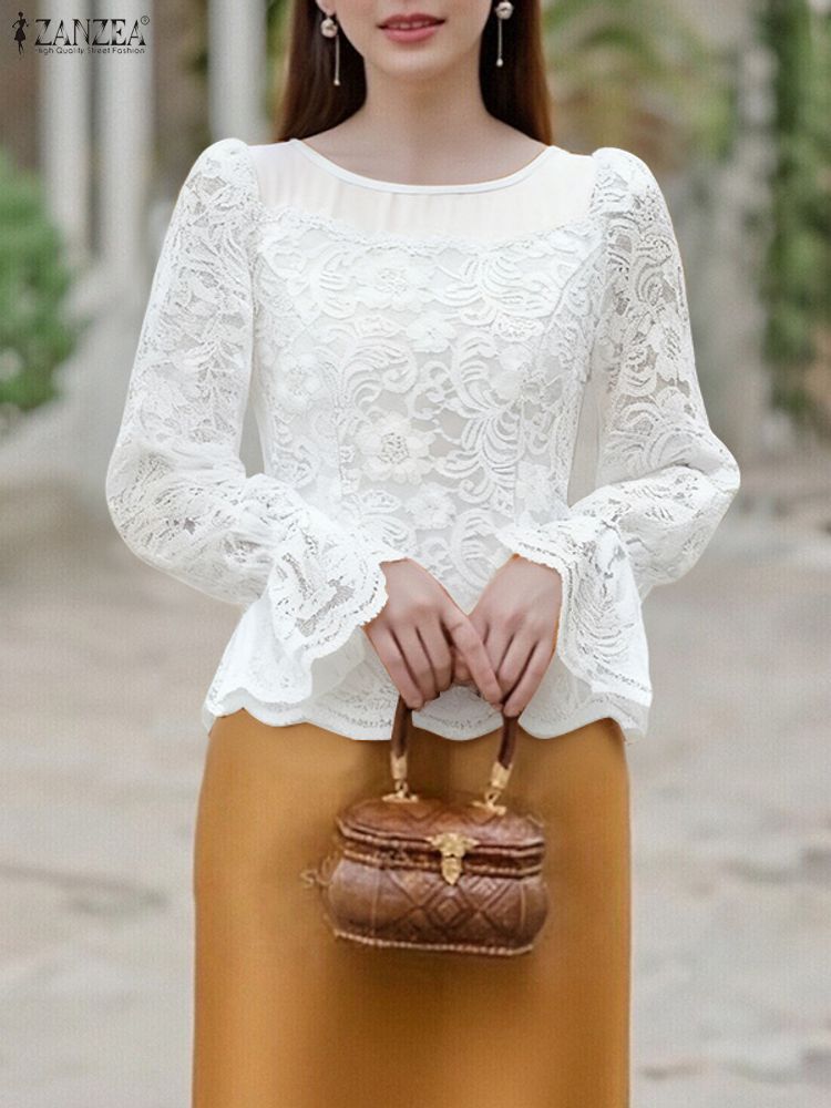 2025 ZANZEA Autumn Lace Patchw - Thai Silk Blouse reseña y precio