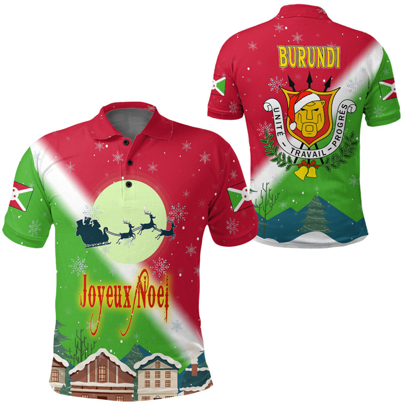Burundi Flag Map 3D Print Polo - Dashiki Shirt Men reseña y precio