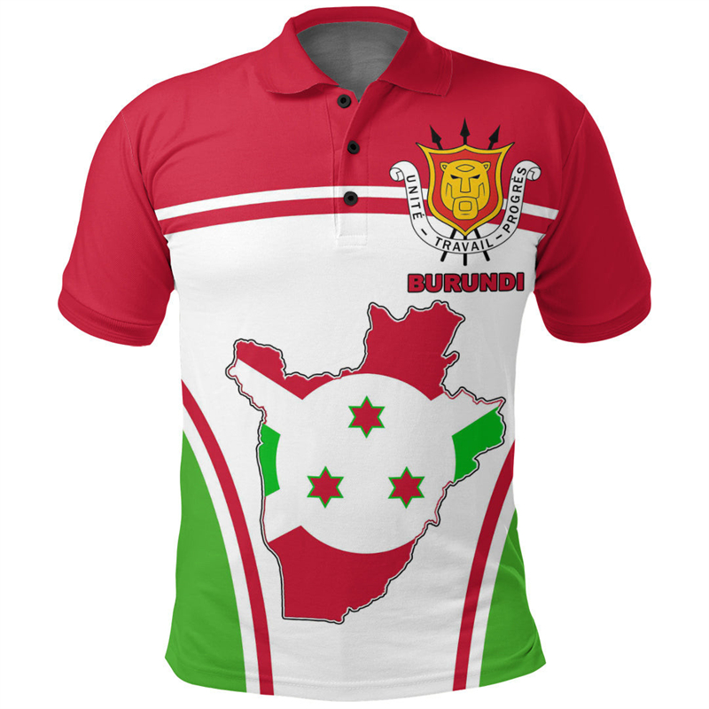 Burundi Flag Map 3D Print Polo - Dashiki Shirt Men reseña y precio