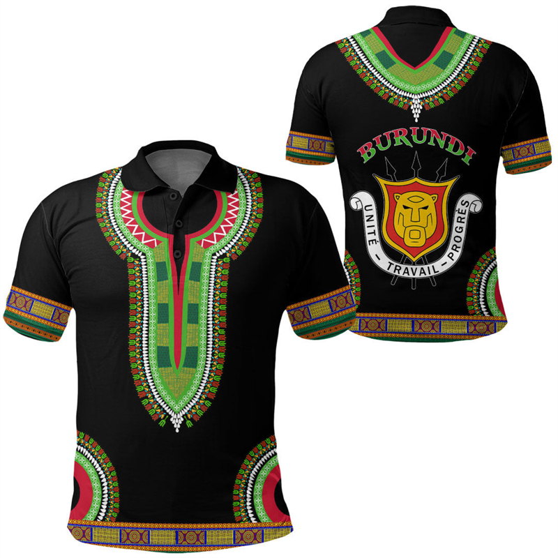 Burundi Flag Map 3D Print Polo - Dashiki Shirt Men reseña y precio