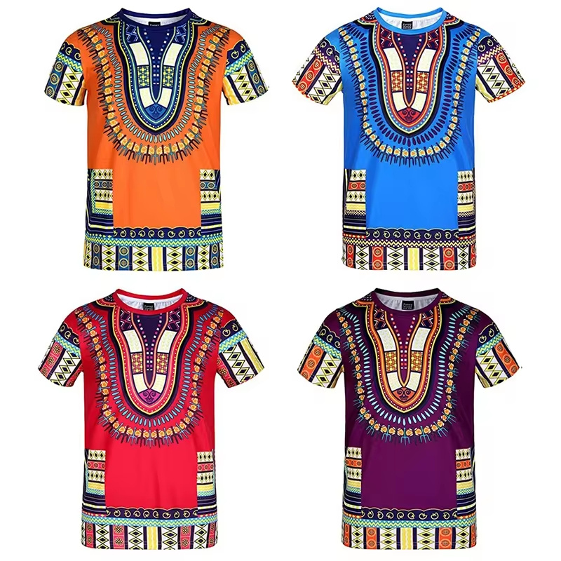 Summer Harajuku 3D Print Afric - Dashiki Shirt Men reseña y precio
