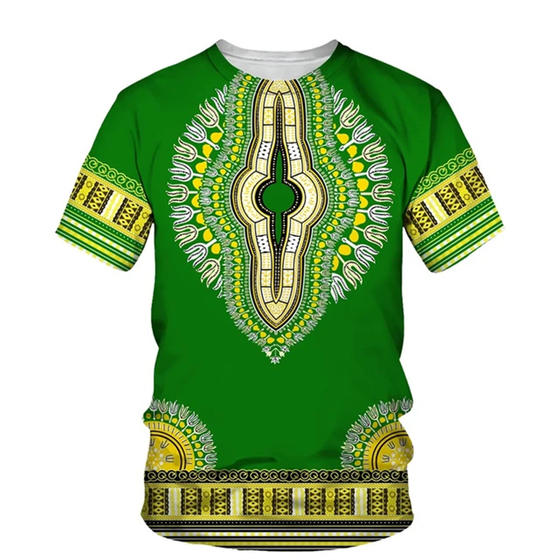 Summer Harajuku 3D Print Afric - Dashiki Shirt Men reseña y precio