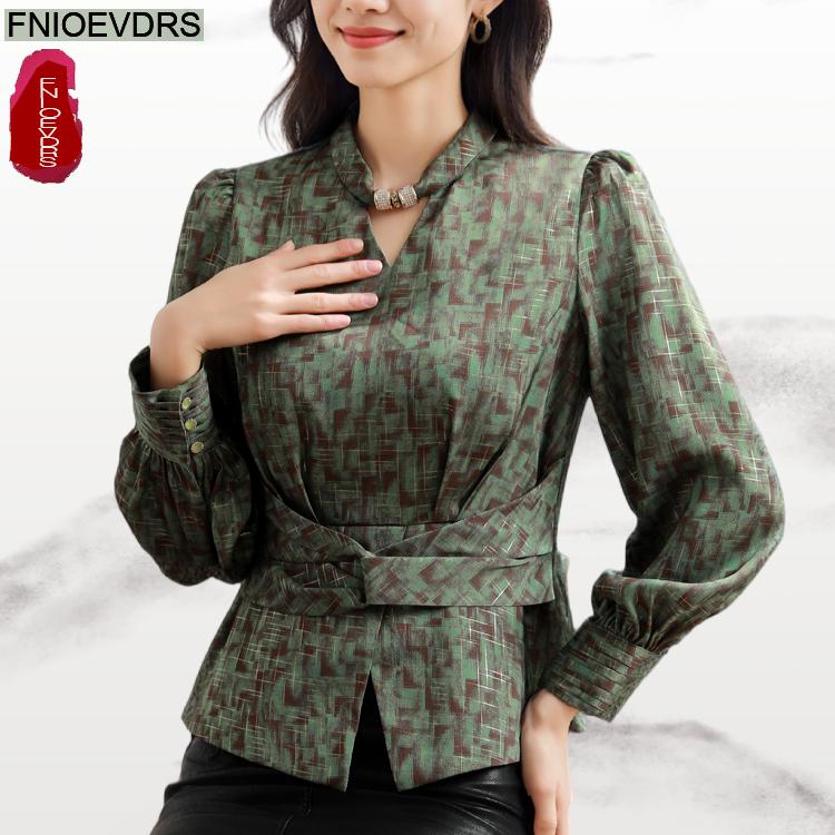 Retro Vintage Green Flower Pri - Thai Silk Blouse reseña y precio