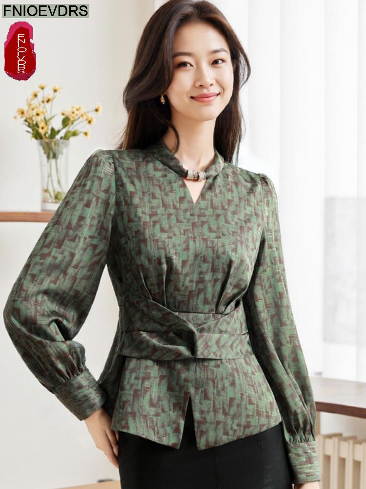 Retro Vintage Green Flower Pri - Thai Silk Blouse reseña y precio