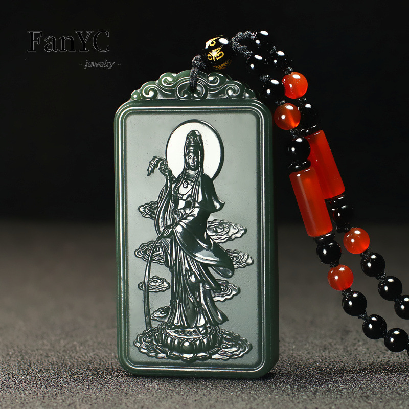 Natural Hetian Jade Qingyu Gua - Ethnic Fashion Men reseña y precio