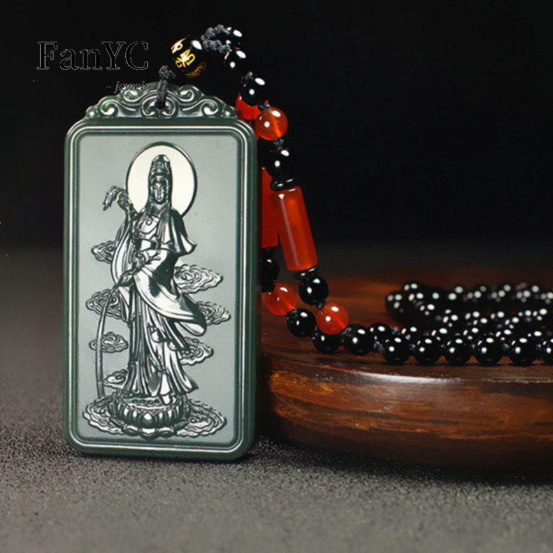 Natural Hetian Jade Qingyu Gua - Ethnic Fashion Men reseña y precio
