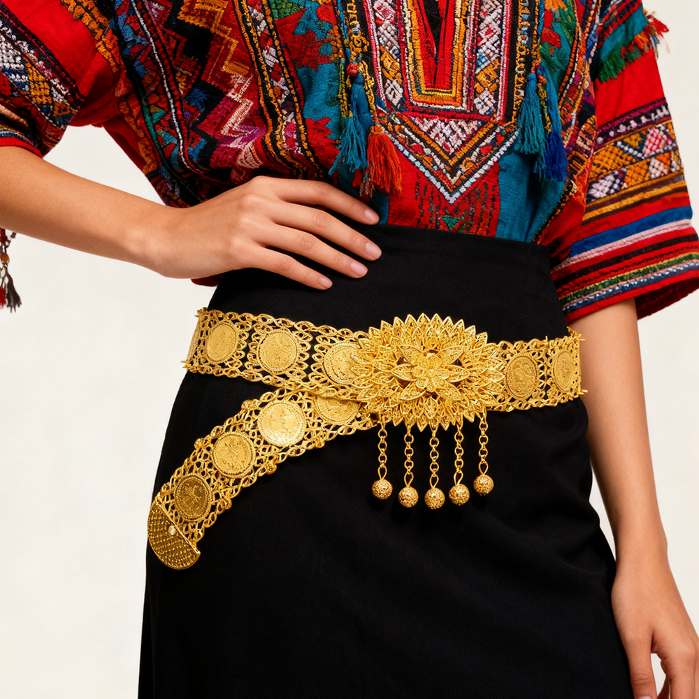 Golden Alloy Carved Hollow Geo - Ethnic Fashion Dress reseña y precio