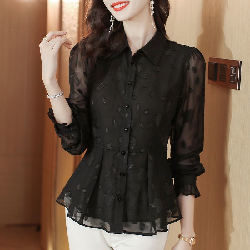 Elegant Floral Long Sleeve Chi - Thai Silk Blouse reseña y precio