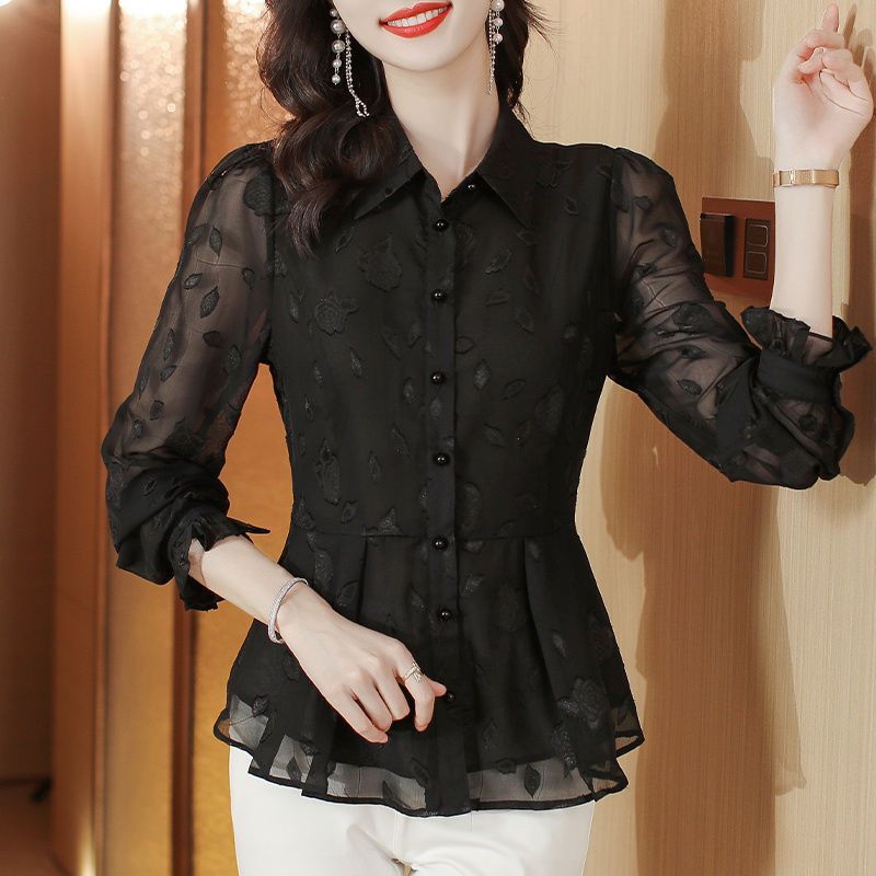 Elegant Floral Long Sleeve Chi - Thai Silk Blouse reseña y precio