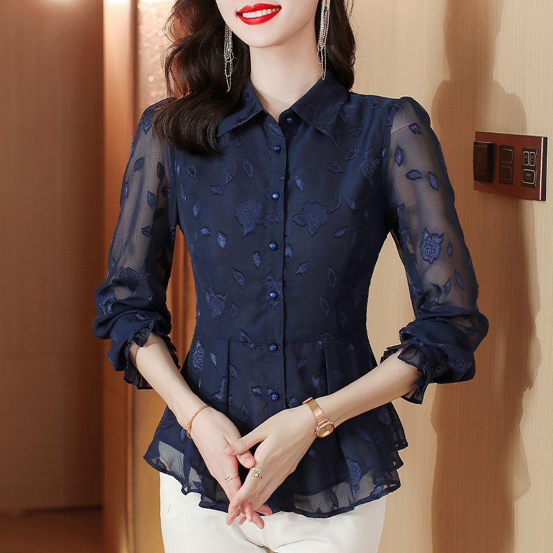 Elegant Floral Long Sleeve Chi - Thai Silk Blouse reseña y precio