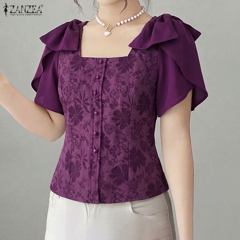 ZANZEA Woman Elegant Floral Ja - Thai Silk Blouse reseña y precio