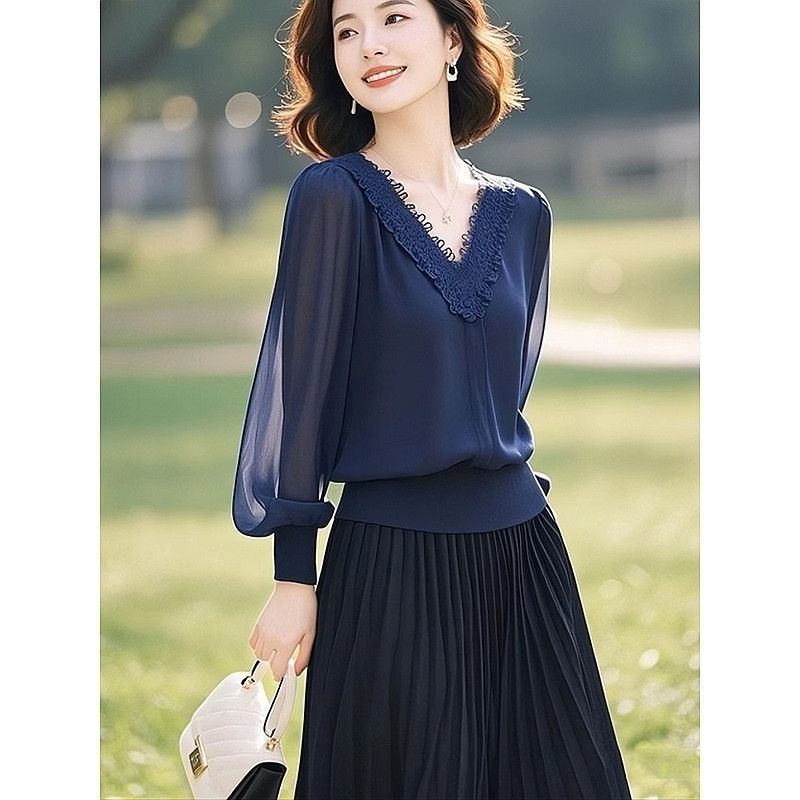 Spring Autumn Office Lady Lace - Thai Silk Blouse reseña y precio