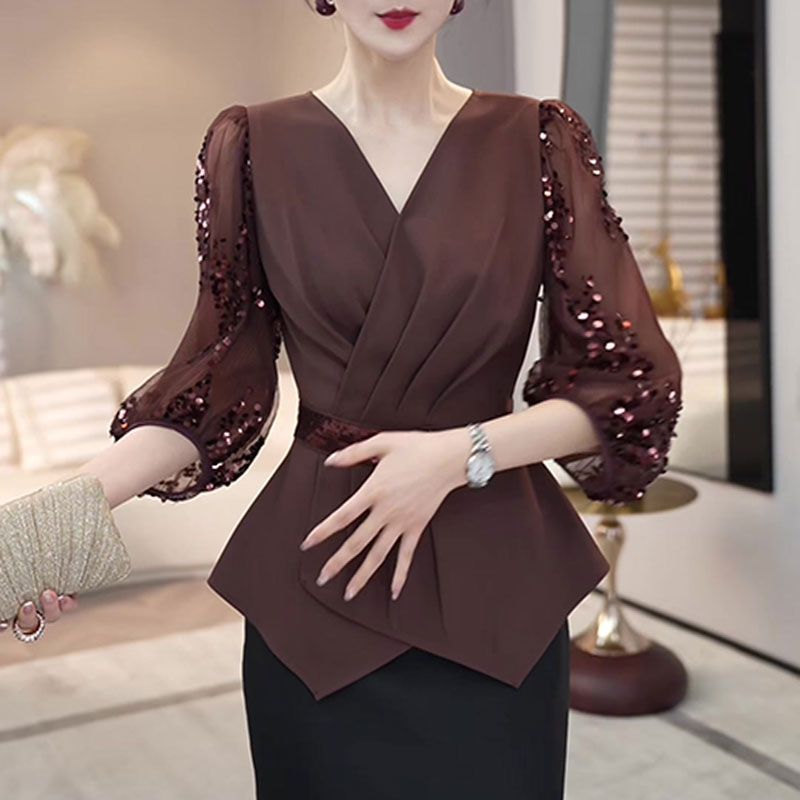 2025 Autumn New Fashion V-neck - Thai Silk Blouse reseña y precio