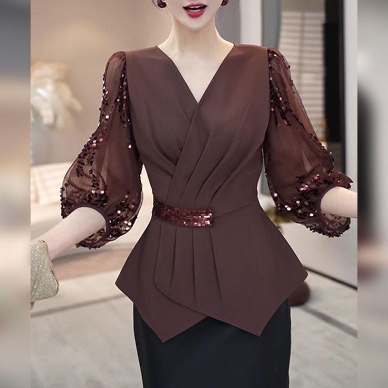 2025 Autumn New Fashion V-neck - Thai Silk Blouse reseña y precio