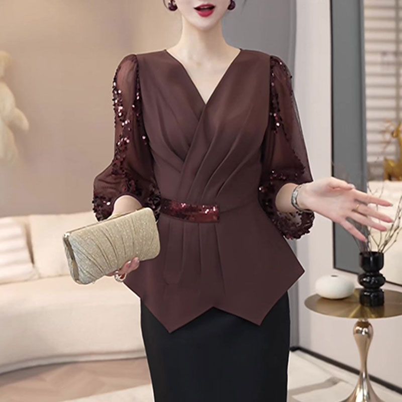 2025 Autumn New Fashion V-neck - Thai Silk Blouse reseña y precio