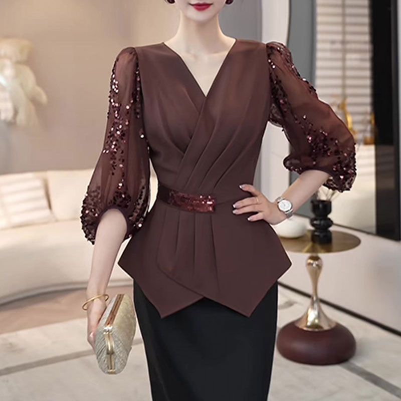 2025 Autumn New Fashion V-neck - Thai Silk Blouse reseña y precio