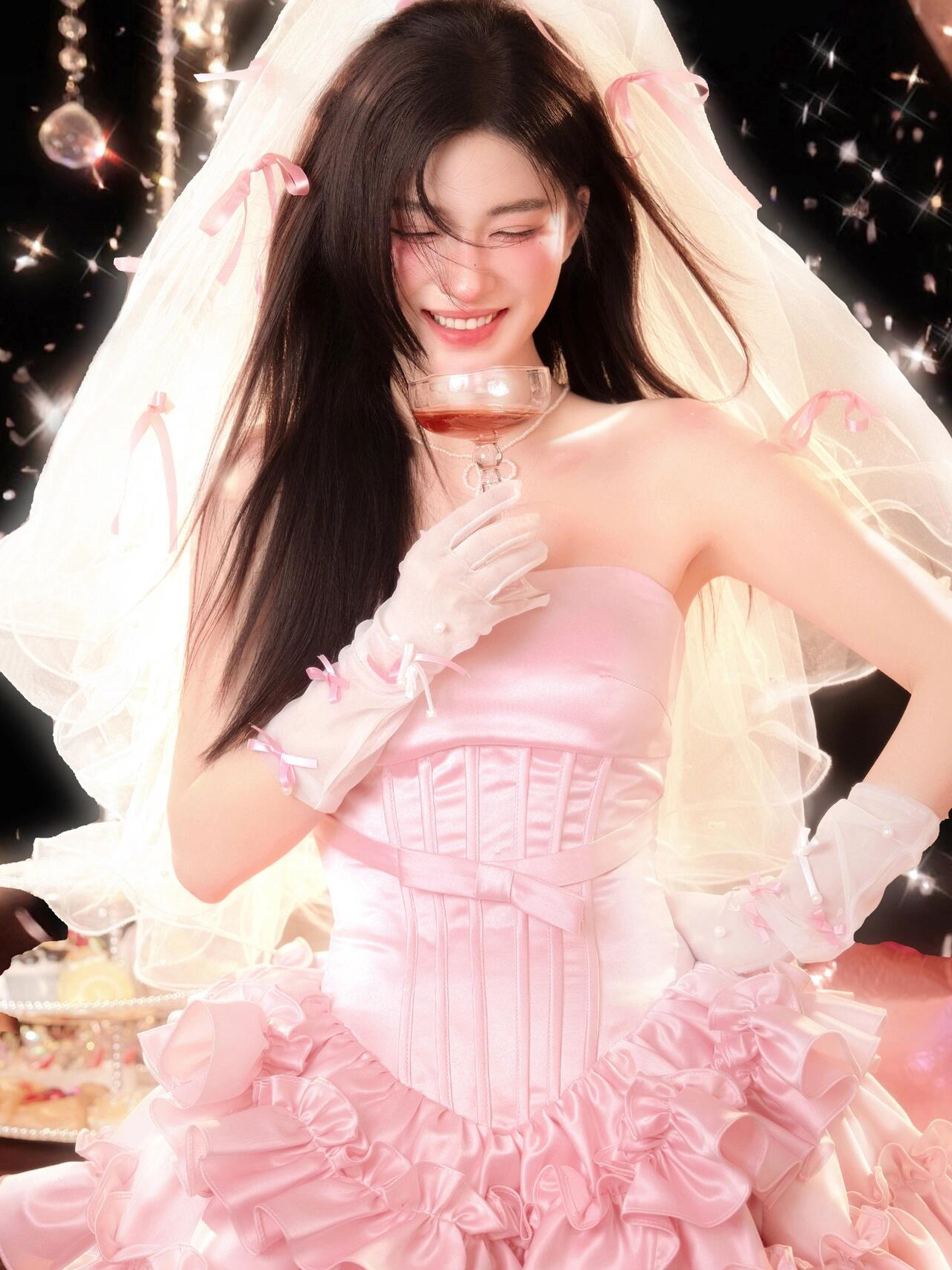 Retro Style Pink Strapless Dre - Ethnic Wear reseña y precio