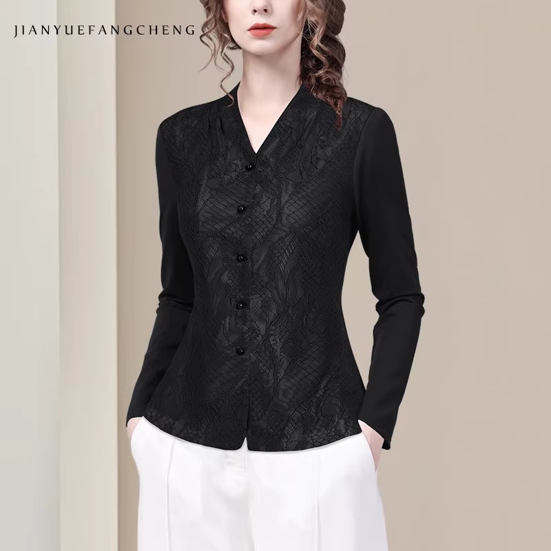 Women' V neck Long Sleeve Blue - Thai Silk Blouse reseña y precio